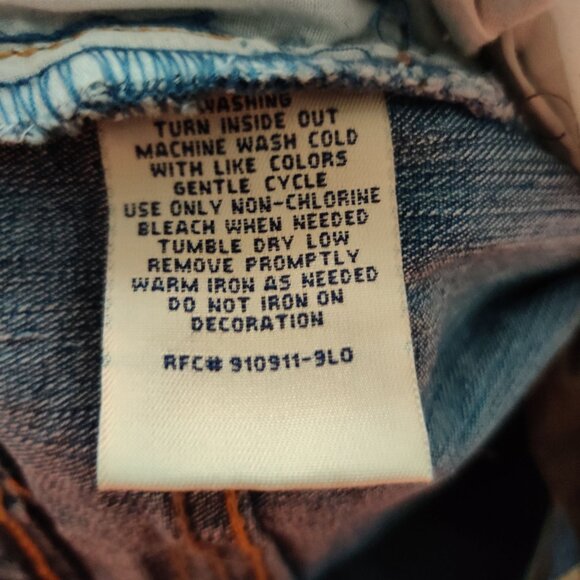 Vintage Faded Glory Girls Plus Jeans Flare Leg Camo Patch y2K Denim Blue Sz 16.5 - Picture 8 of 11